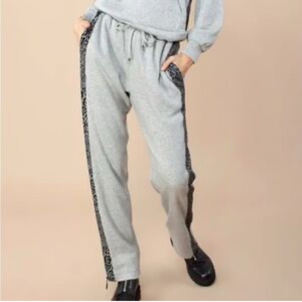 Hale Bob Grey Animal Print Drawstring Pants Size Small